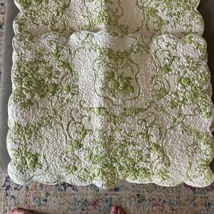 Pine Cone Hill Green and White Floral shams
